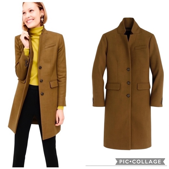J. Crew Regent Topcoat Heather Olive Brown 2 Serge Wool - Picture 1 of 10